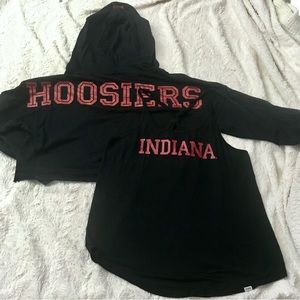 👟 PINK IU Hoosiers Cropped Hoodie and Strappy Back Tank Top Set